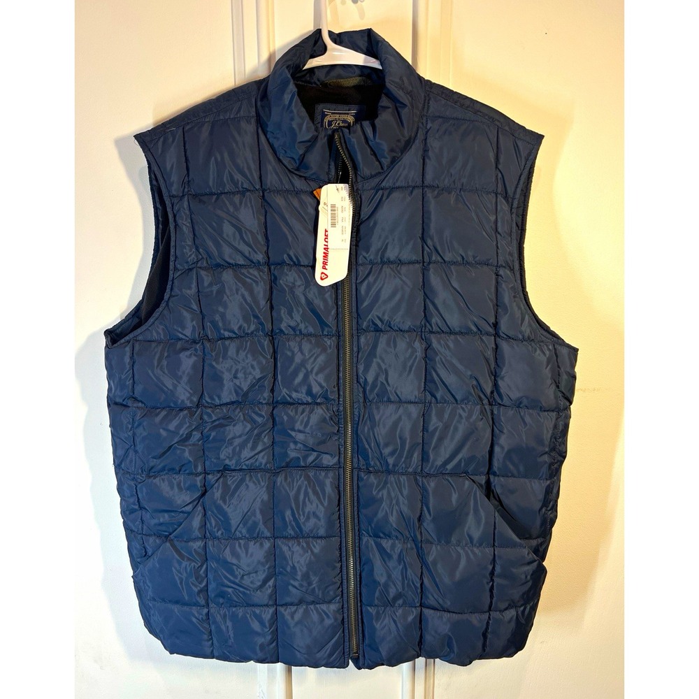 J.Crew Mens XL PrimaLoft Quilted Puffer Vest Navy Blue NWT Full Zip AD263